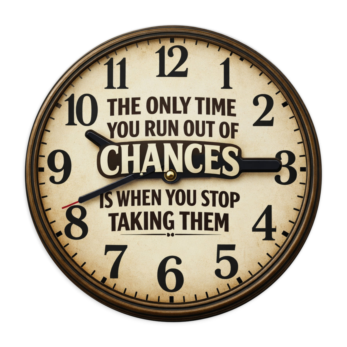 Inspirational Clock Quote Mouse Pad — "The Only Time You Run Out of Chances"