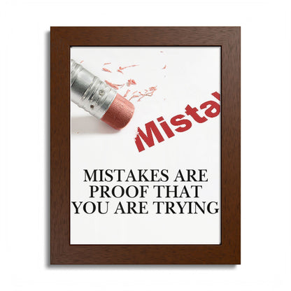 Motivational Framed Poster — "Mistakes Are Proof That You Are Trying" - (Vertical)