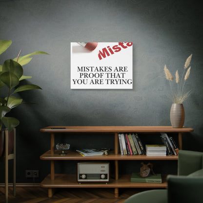 Motivational Canvas Wall Art – "Mistakes Are Proof That You Are Trying"