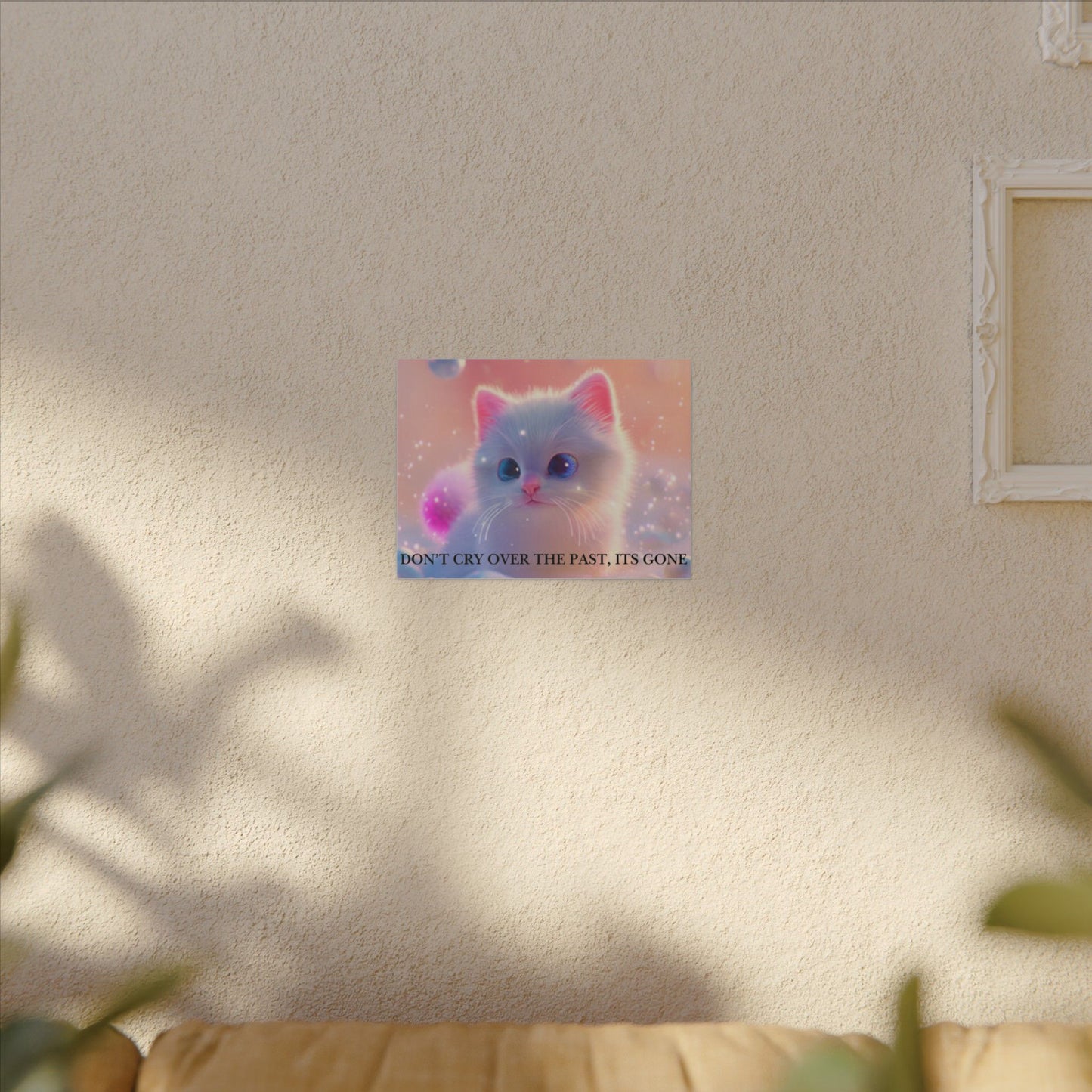 Inspirational Pastel Kitten Canvas - "Live in the Present" Wall Art