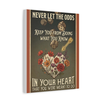 Inspirational Dice & Floral Heart Canvas