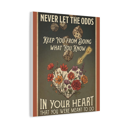 Inspirational Dice & Floral Heart Canvas
