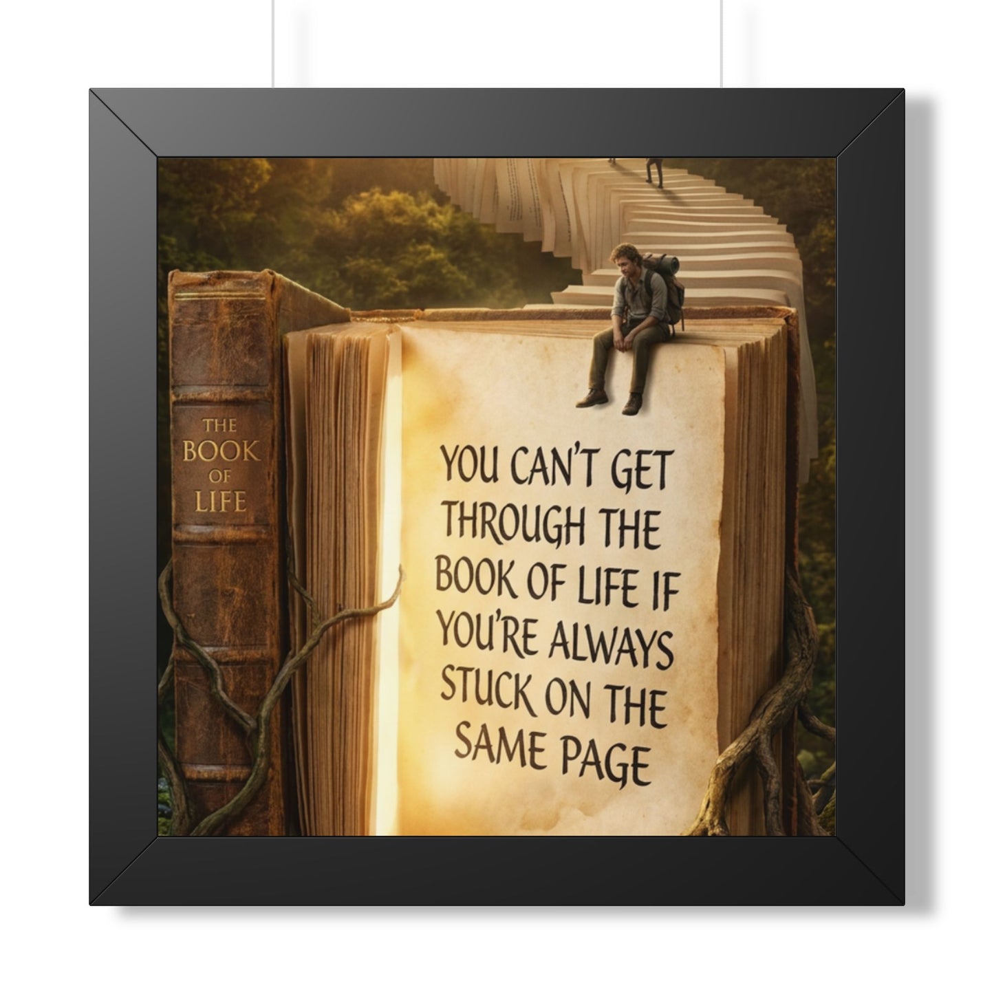 Inspirational Framed Poster - "You Can't Get Through the Book of Life"