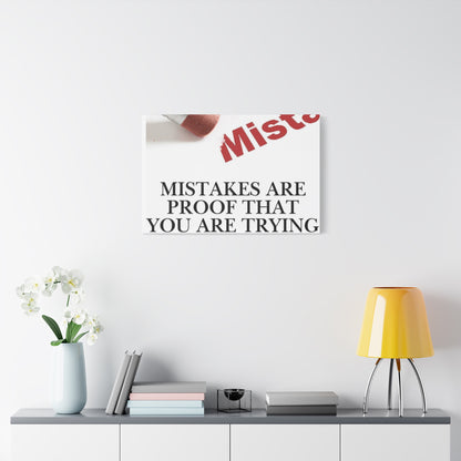 Motivational Canvas Wall Art – "Mistakes Are Proof That You Are Trying"