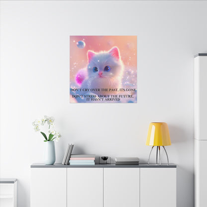 Inspirational Pastel Kitten Canvas - "Live in the Present" Wall Art