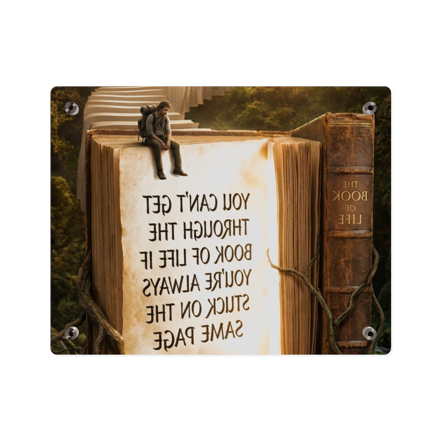 Acrylic Wall Art — "You Can't Get Through the Book of Life" Inspirational Quote Panel