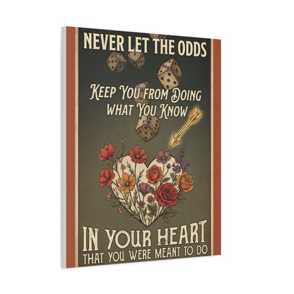 Inspirational Dice & Floral Heart Canvas