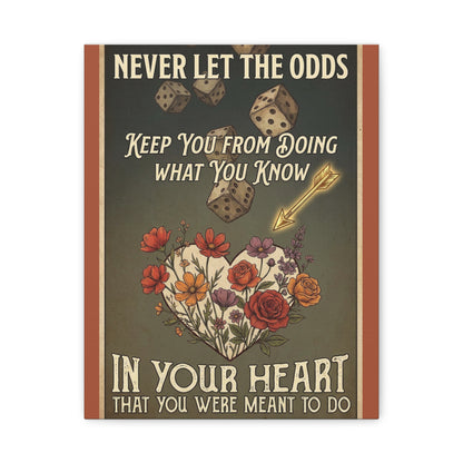 Inspirational Dice & Floral Heart Canvas