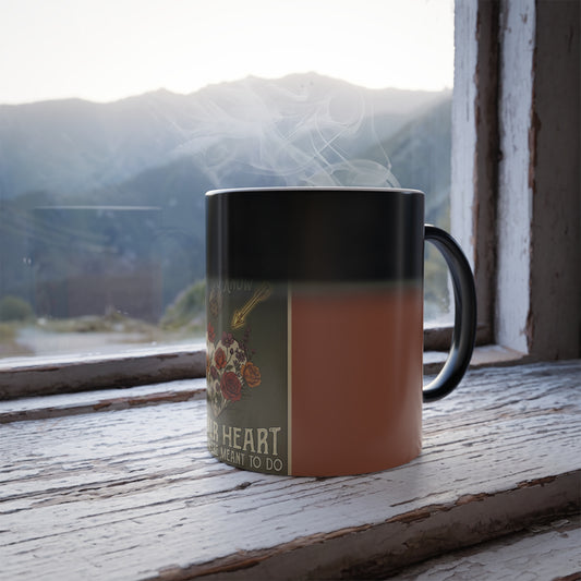 Color-Changing Mug — "Never Let the Odds Keep You" Inspirational Vintage Floral 11oz