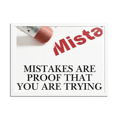 Framed “Mistakes Are Proof That You Are Trying” Motivational Wall Art (Horizontal)