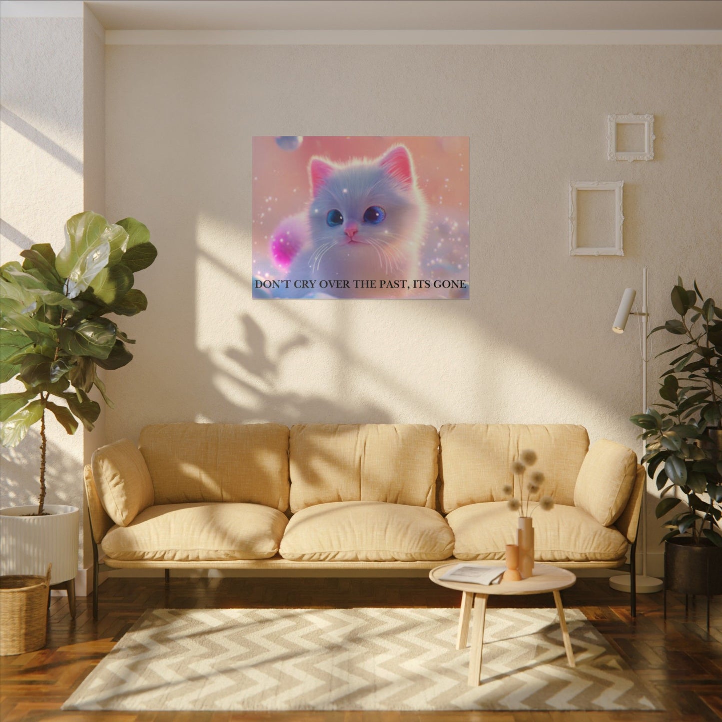 Inspirational Pastel Kitten Canvas - "Live in the Present" Wall Art