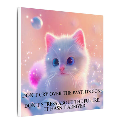 Inspirational Pastel Kitten Canvas - "Live in the Present" Wall Art