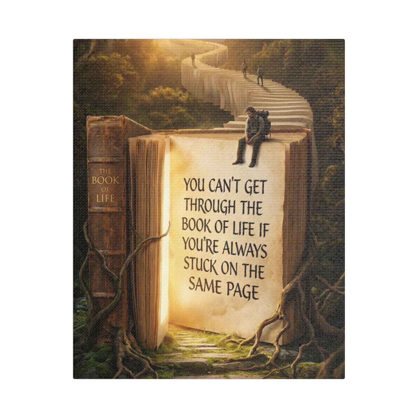 Inspirational Canvas Wall Art – "You Can't Get Through the Book of Life" Stretched Print