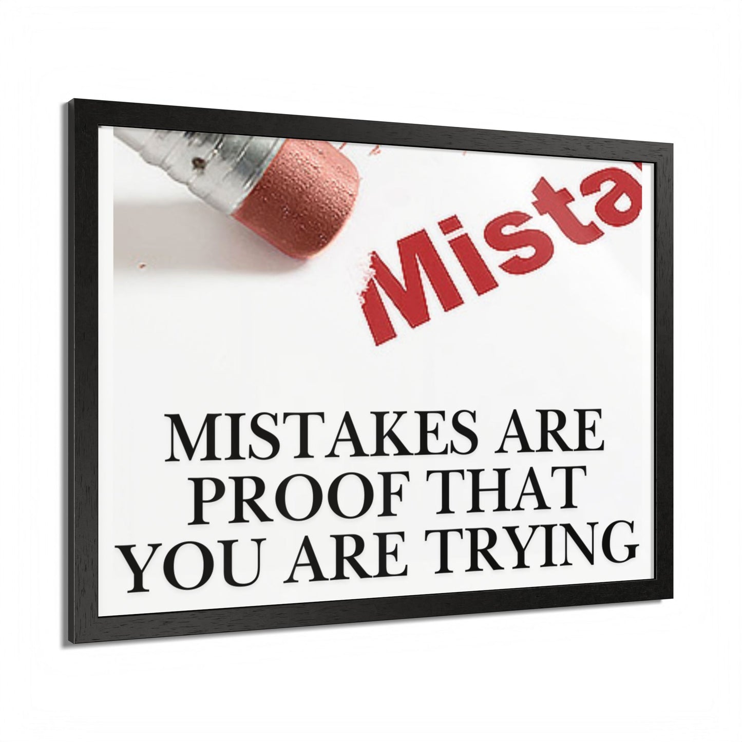 Framed “Mistakes Are Proof That You Are Trying” Motivational Wall Art (Horizontal)