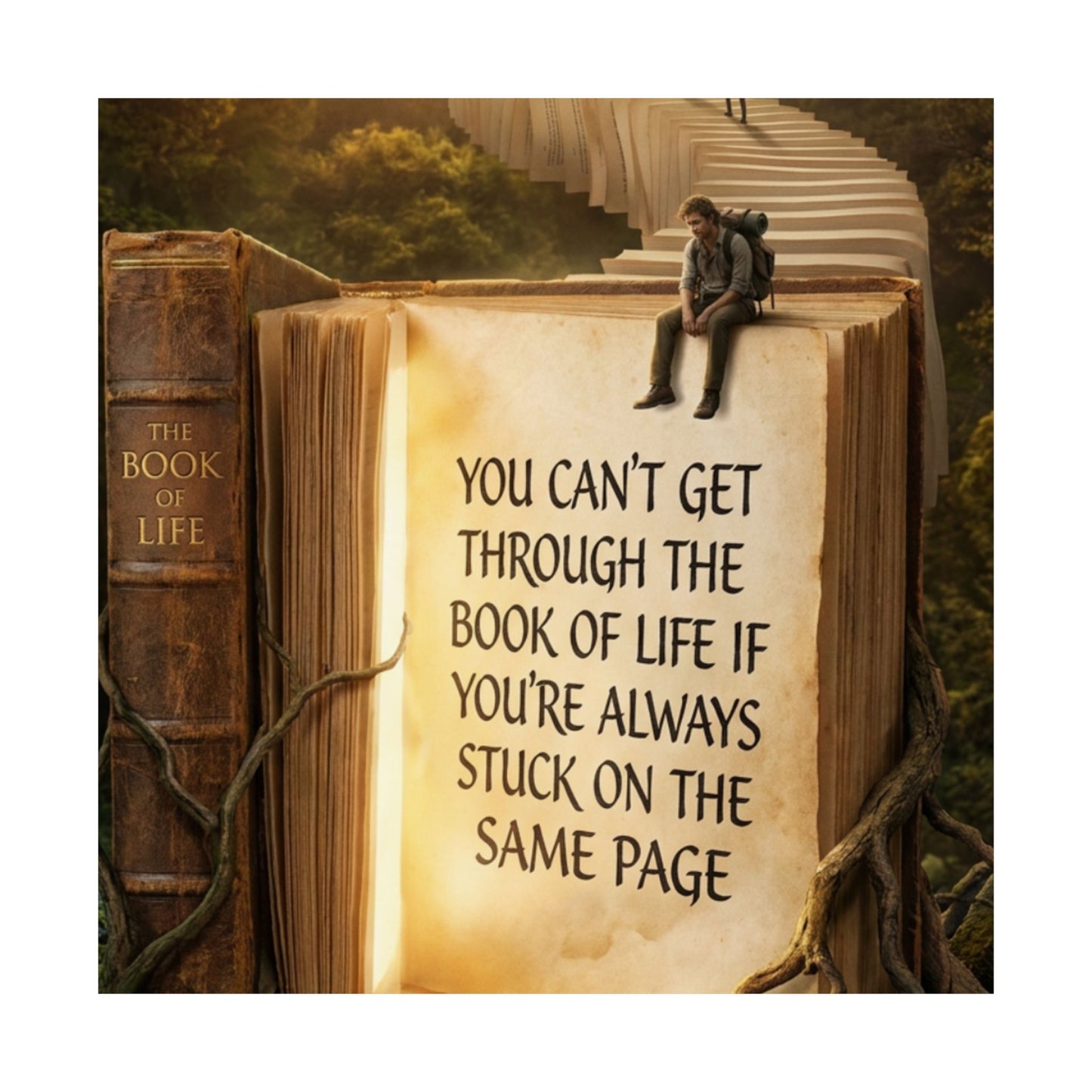 Inspirational Satin Poster — "You Can't Get Through The Book of Life" Quote