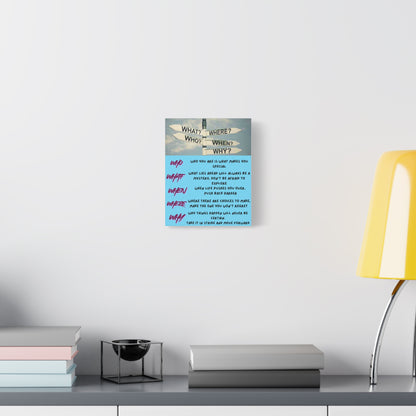 Motivational Canvas Wall Art — 'Who What When Where Why' Inspirational Quote