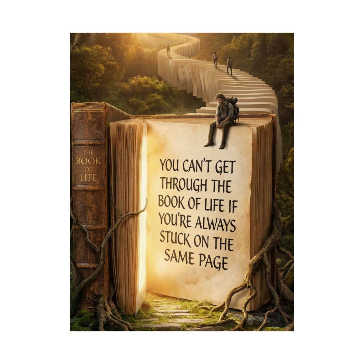 Inspirational Satin Poster — "You Can't Get Through The Book of Life" Quote