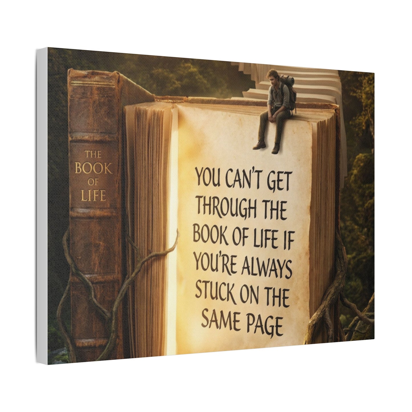Inspirational Canvas Wall Art – "You Can't Get Through the Book of Life" Stretched Print