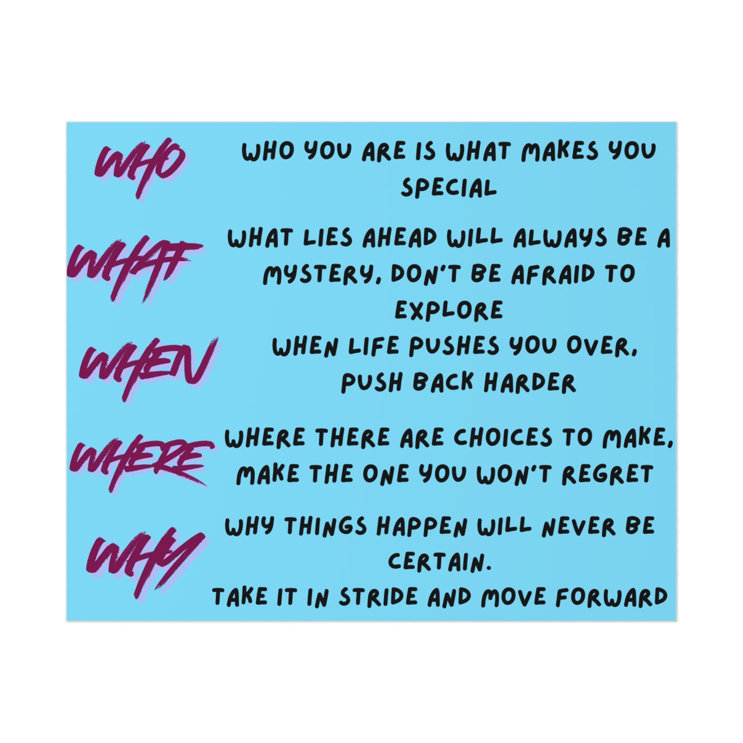 Inspirational Who/What/When/Where/Why Motivational Poster