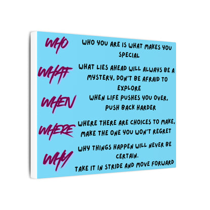 Inspirational 'Who What When Where Why' Matte Canvas Wall Art