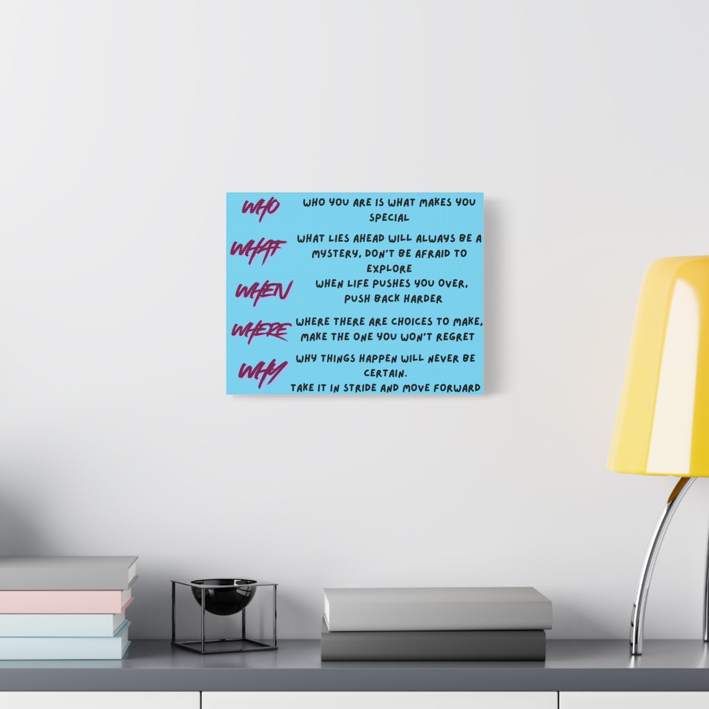 Inspirational 'Who What When Where Why' Matte Canvas Art