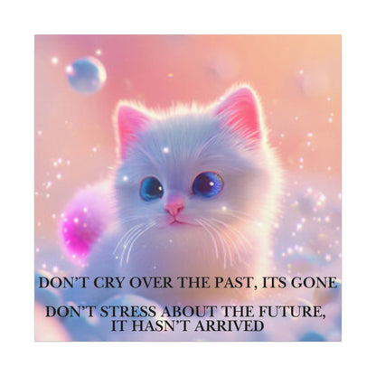 Inspirational Pastel Kitten Canvas - "Live in the Present" Wall Art