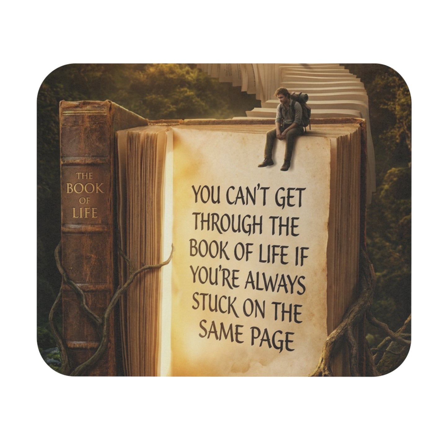 Inspirational Mouse Pad — 'You Can't Get Through the Book of Life...' Motivational Desk Mat