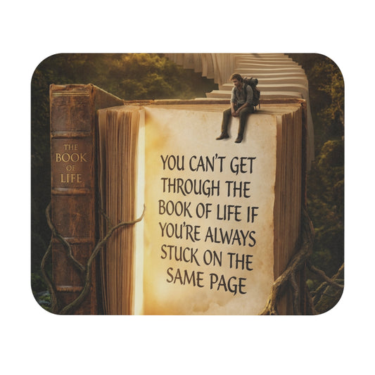 Inspirational Mouse Pad — 'You Can't Get Through the Book of Life...' Motivational Desk Mat