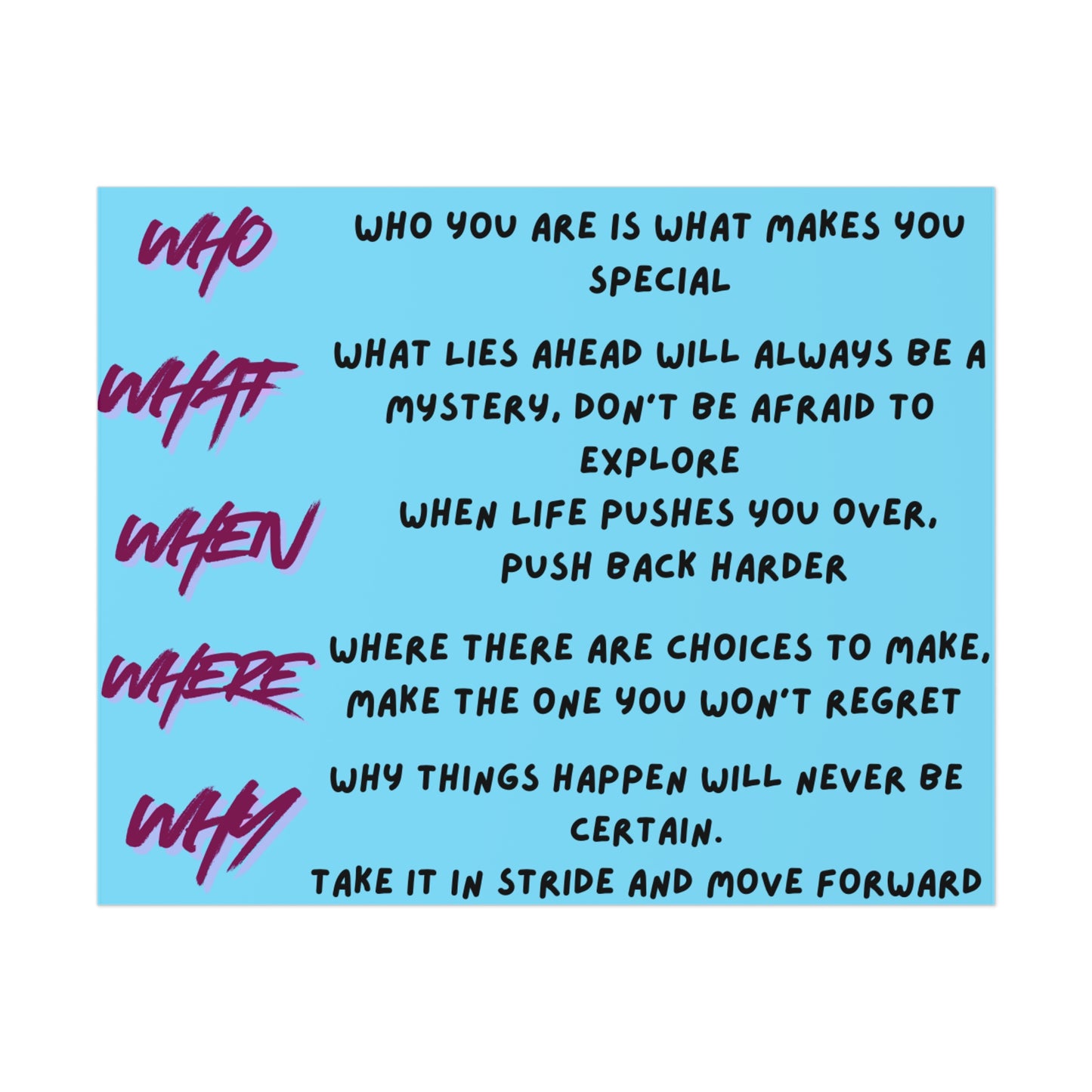 Inspirational Who/What/When/Where/Why Motivational Poster