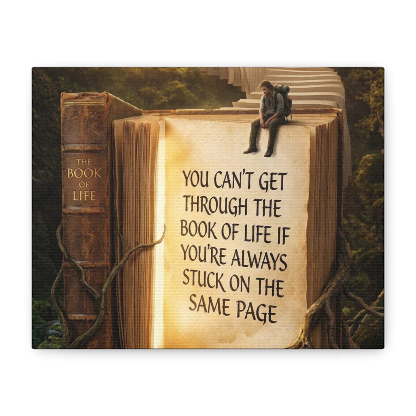Inspirational Canvas Wall Art — "You Can't Get Through the Book of Life" Quote