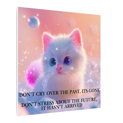Inspirational Pastel Kitten Canvas - "Live in the Present" Wall Art