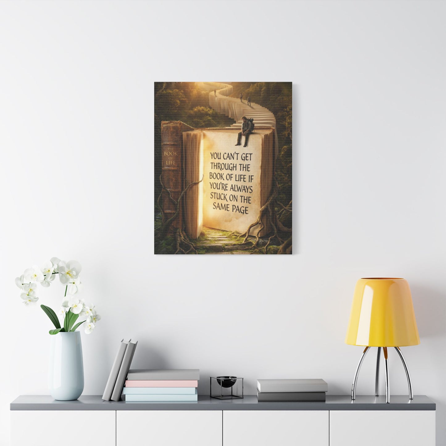 Inspirational Canvas Wall Art – "You Can't Get Through the Book of Life" Stretched Print