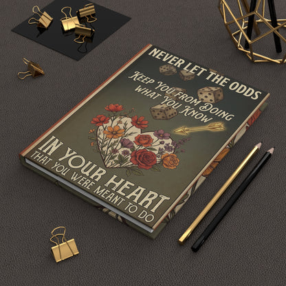 Never Let the Odds Floral Heart Hardcover Journal – Inspirational Lined Notebook