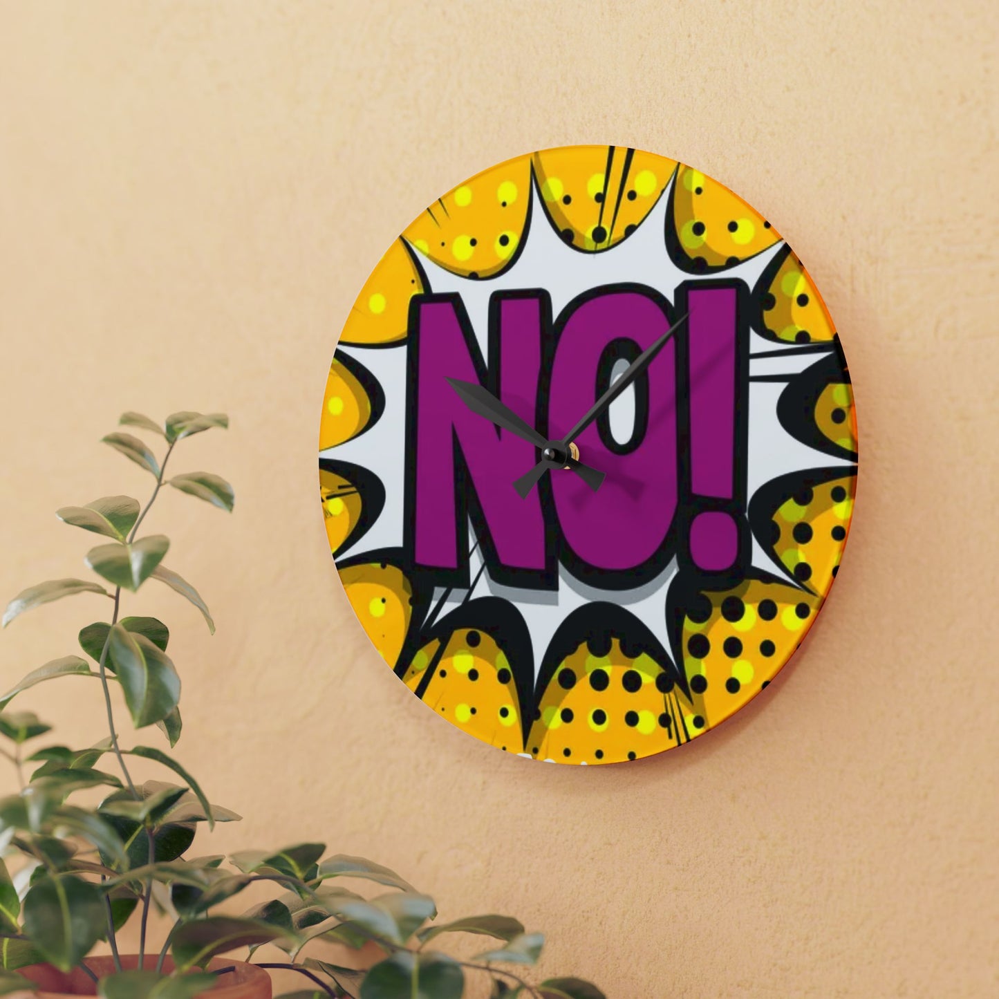 NO! Pop Art Acrylic Wall Clock