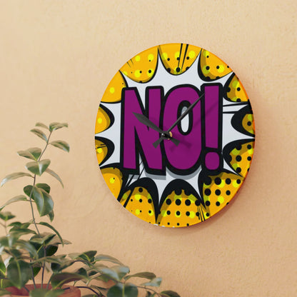 NO! Pop Art Acrylic Wall Clock