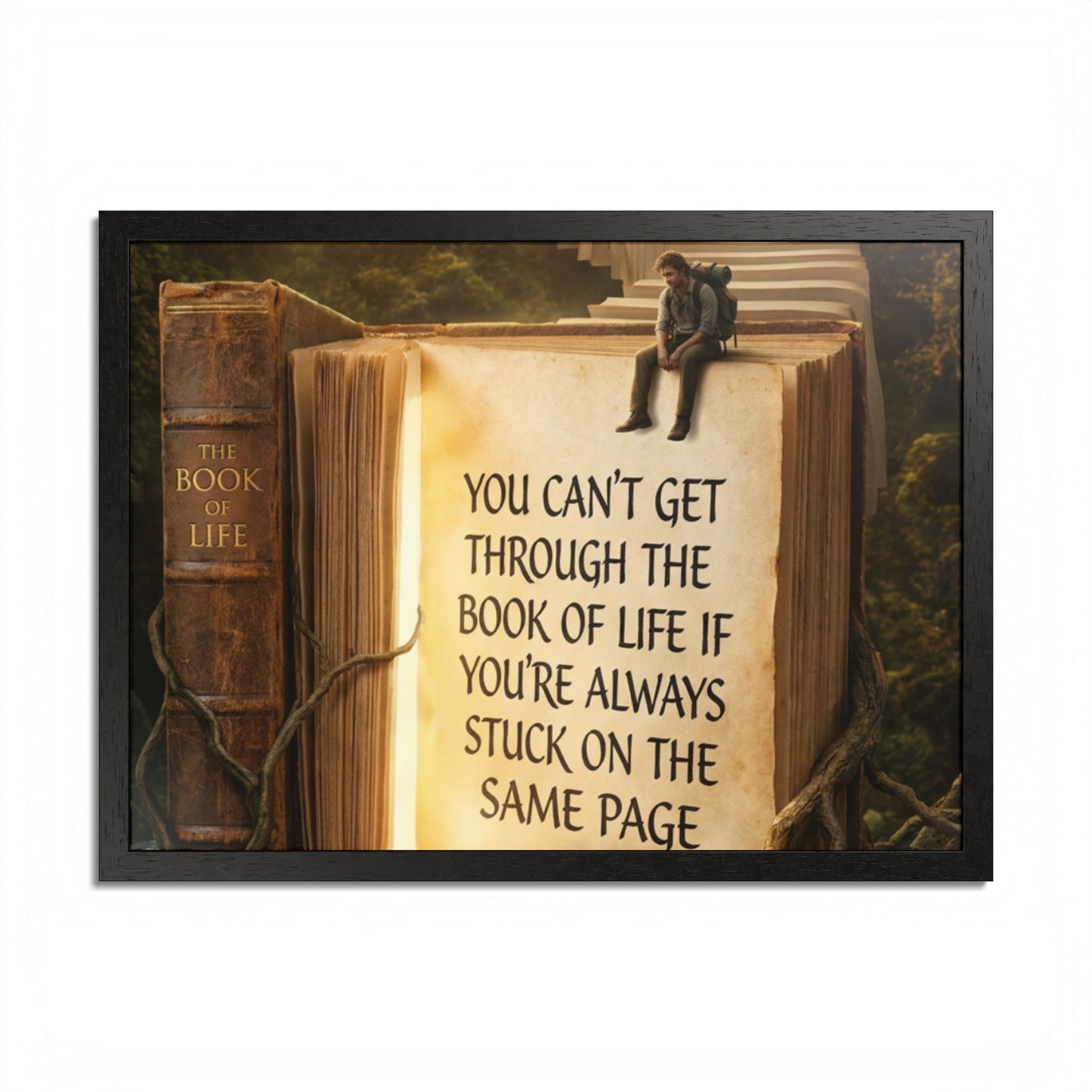 Framed Poster — Inspirational "You Can't Get Through the Book of Life" Quote (Literary Decor)