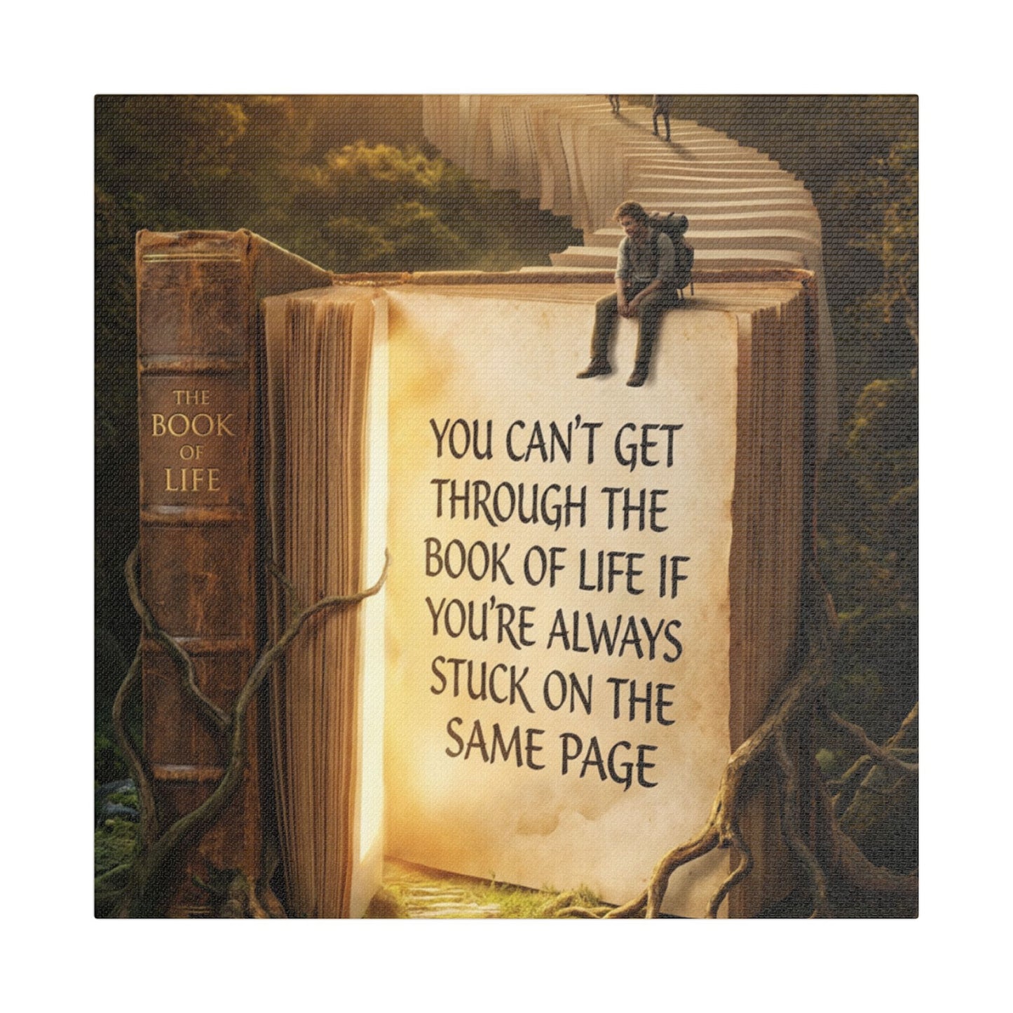 Inspirational Canvas Wall Art – "You Can't Get Through the Book of Life" Stretched Print