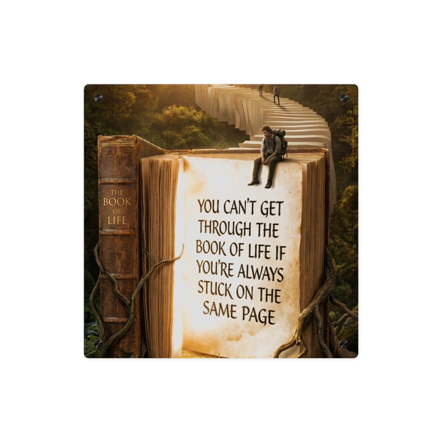 Acrylic Wall Art — "You Can't Get Through the Book of Life" Inspirational Quote Panel