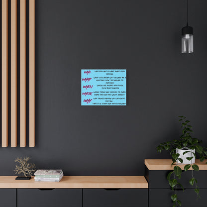 Inspirational 'Who What When Where Why' Matte Canvas Art