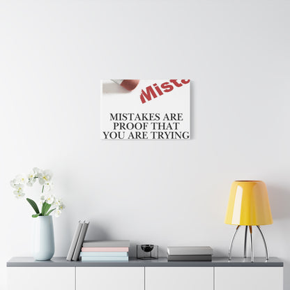 Motivational Canvas Wall Art – "Mistakes Are Proof That You Are Trying"