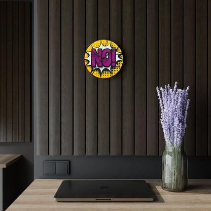 NO! Pop Art Acrylic Wall Clock