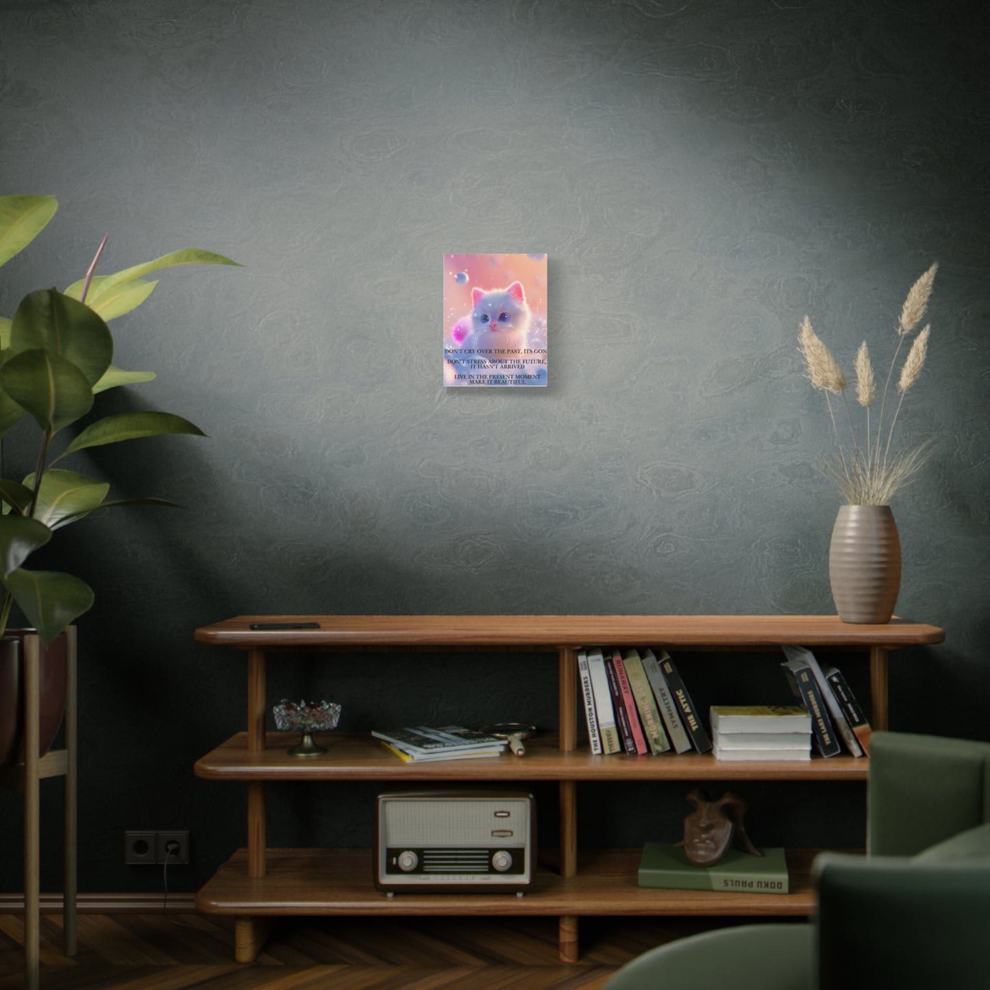 Inspirational Kitten Canvas - “Live in the Present Moment” Matte Stretched Wall Art