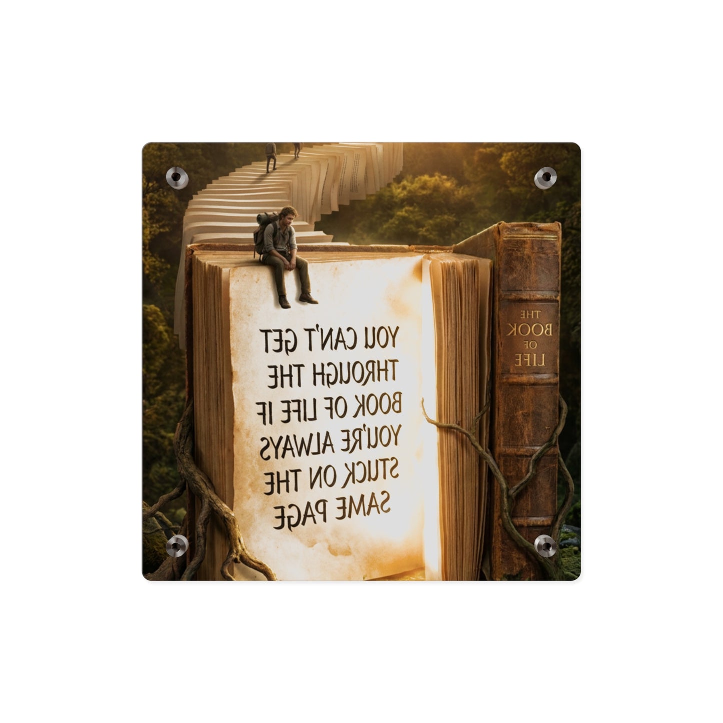 Acrylic Wall Art — "You Can't Get Through the Book of Life" Inspirational Quote Panel