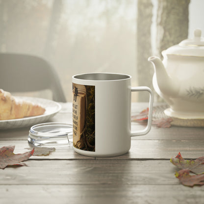 10oz Insulated Coffee Mug — "You Can't Get Through the Book of Life" Inspirational Bookish Travel Tumbler