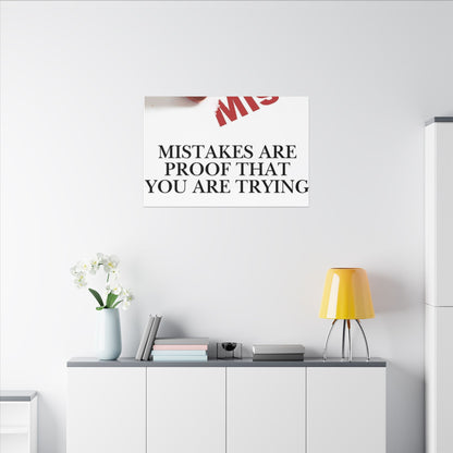 Motivational Canvas Print – "Mistakes Are Proof That You Are Trying" - Horizontal