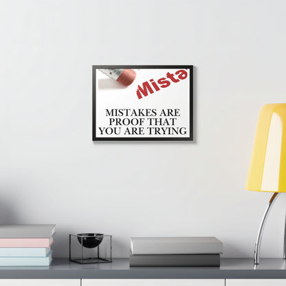Framed “Mistakes Are Proof That You Are Trying” Motivational Wall Art (Horizontal)
