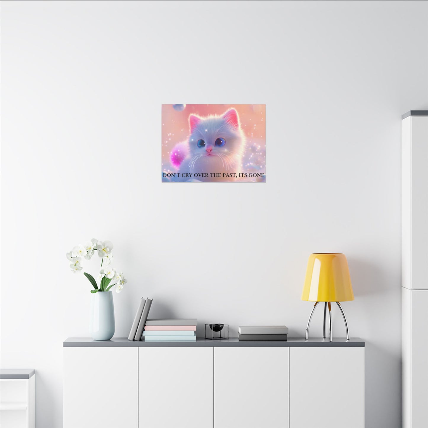 Inspirational Pastel Kitten Canvas - "Live in the Present" Wall Art