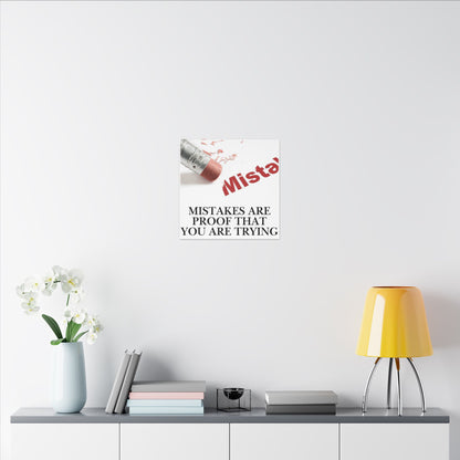 Inspirational Canvas Wall Art - "Mistakes Are Proof That You Are Trying" - Vertical