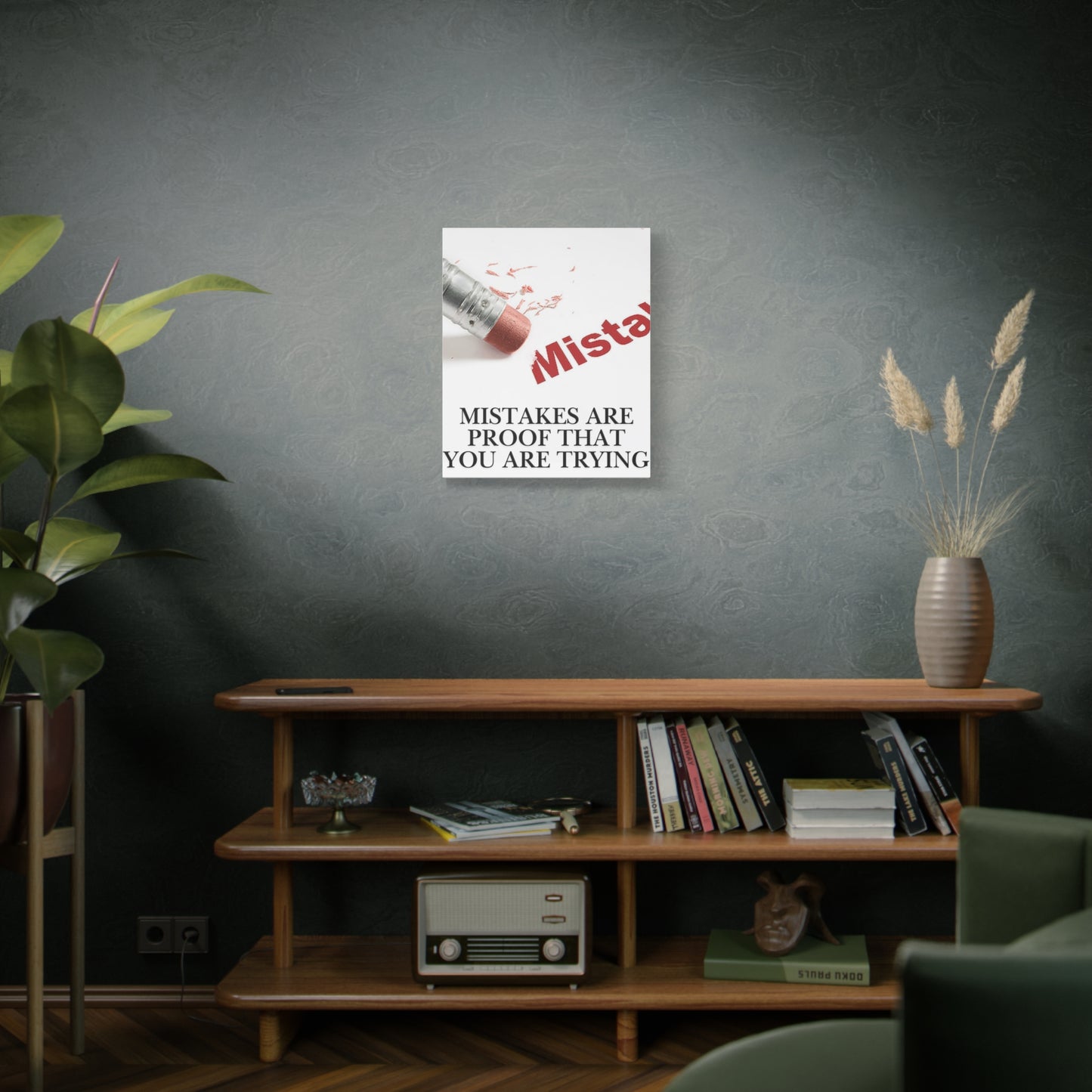 Mistakes Are Proof That You Are Trying — Matte Stretched Canvas Wall Art (Vertical)