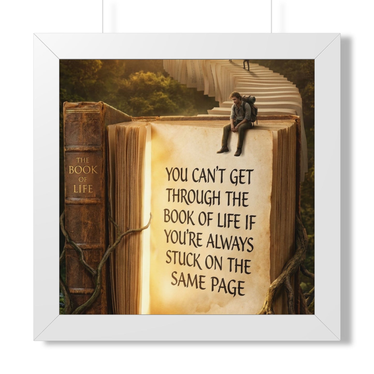 Inspirational Framed Poster - "You Can't Get Through the Book of Life"